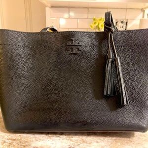 Tory Burch McGraw Tote Dimensions H: 11.35” x L: 14.94” x D: 5.98”.
